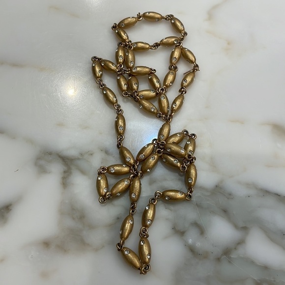 Gloria Vanderbilt Vintage Lng.Oval Nugget W-Crystals Necklace-Substantial Weight - Picture 8 of 8